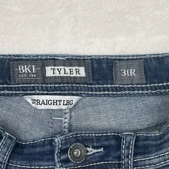 BKE Tyler Jeans Mens 31 x 31 Blue Denim Straight Leg Stretch - Picture 3 of 15